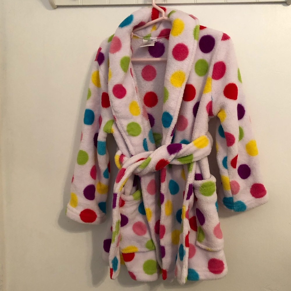 Girls Fleece  Colorful Polka dot Robe